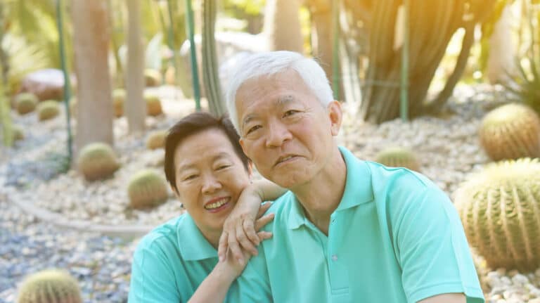 Barton House Memory Care | Senior couple outside