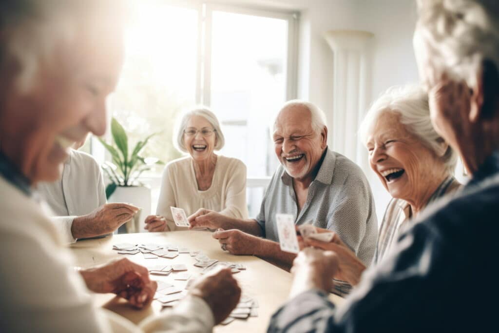 Barton House | Seniors laughing and playing cards together