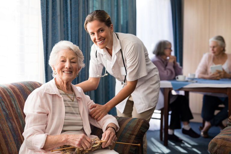 Novellus Kingwood | Portrait of smiling female doctor with senior woman