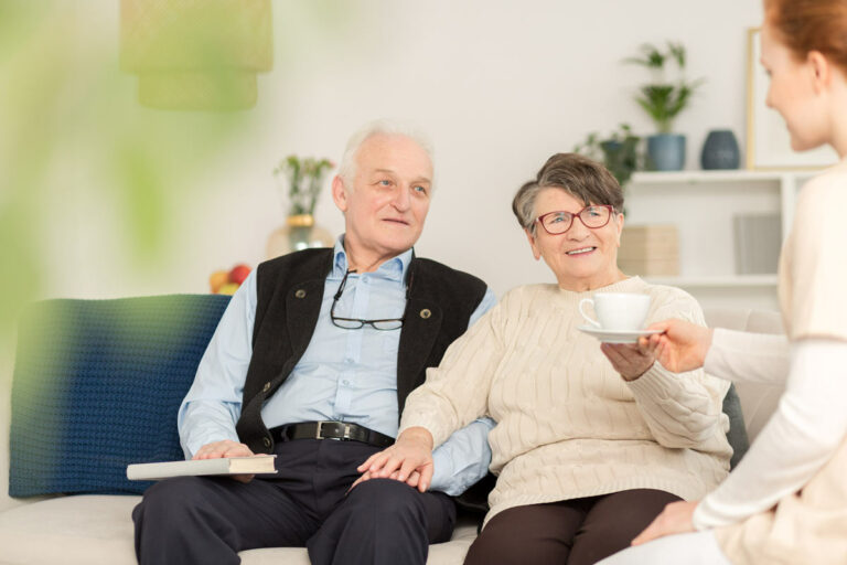 Stockton Assisted Living | Seniors speaking with associate