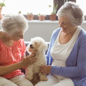 Stockton Assisted Living | Senior women petting a dog