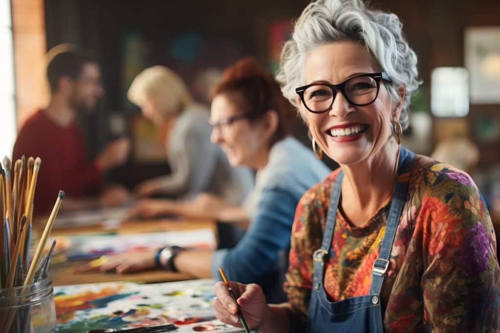 Novellus Stockton | Senior community residents painting