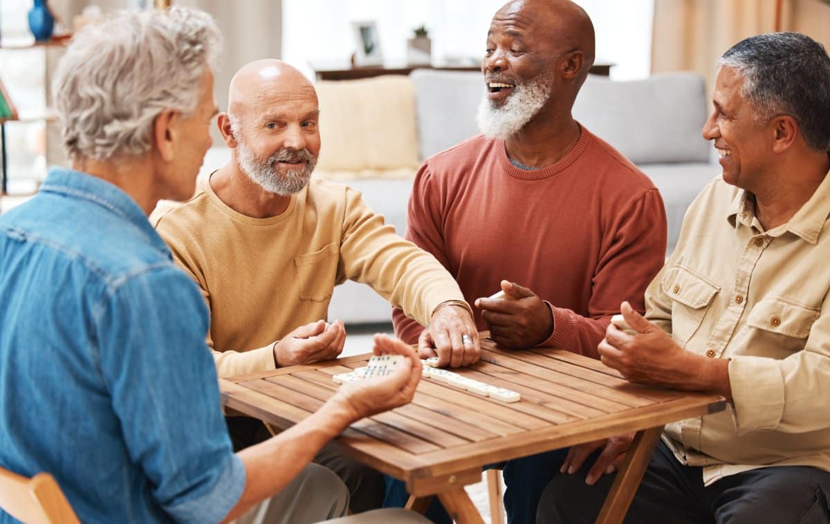 Cherry Creek | Group of senior men happy playing a game